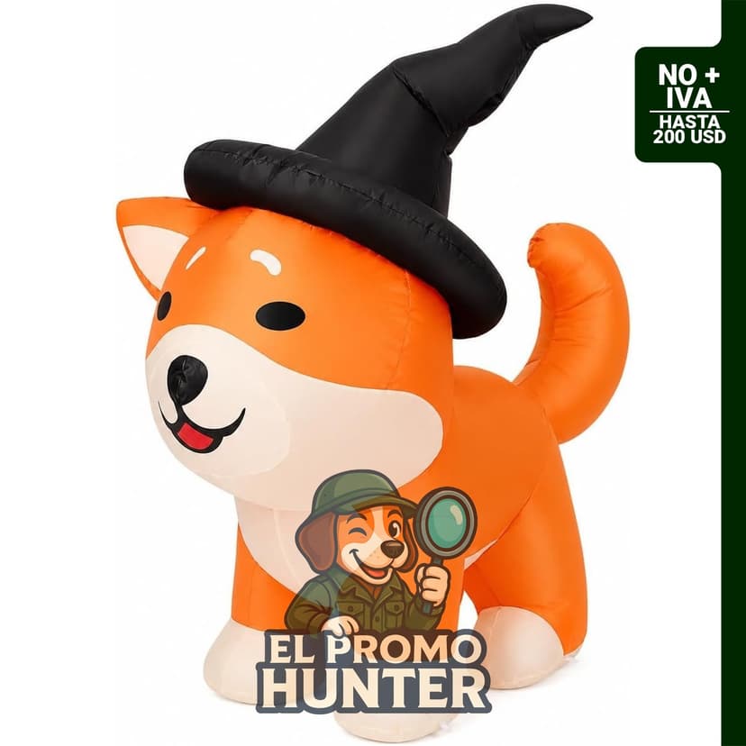 Decoración inflable de Halloween de 1,22 m para perro corgi con luz LED.