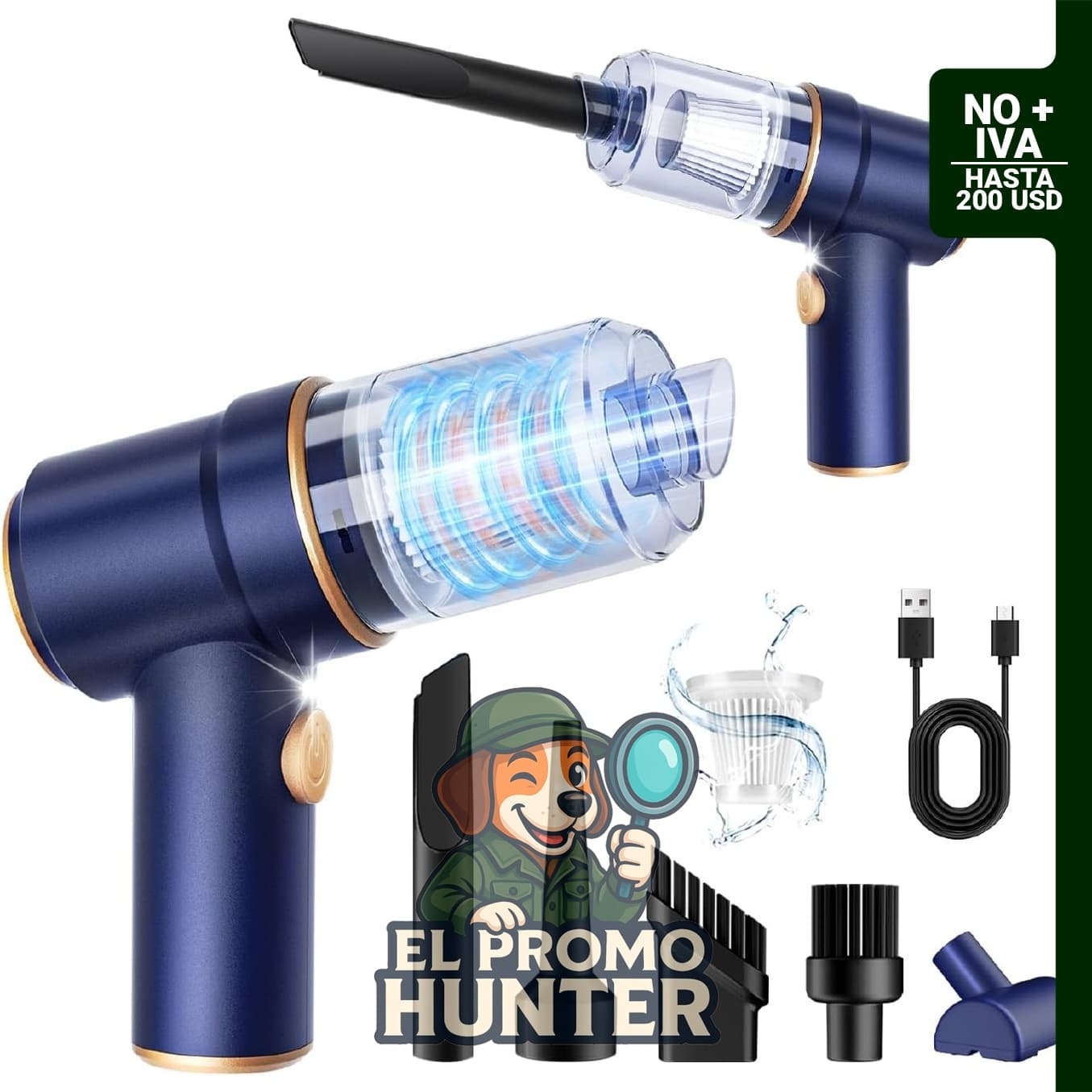 KMM Aspirador de mano para coche, inalámbrico, 9000 PA de succión y 120 W de potencia.