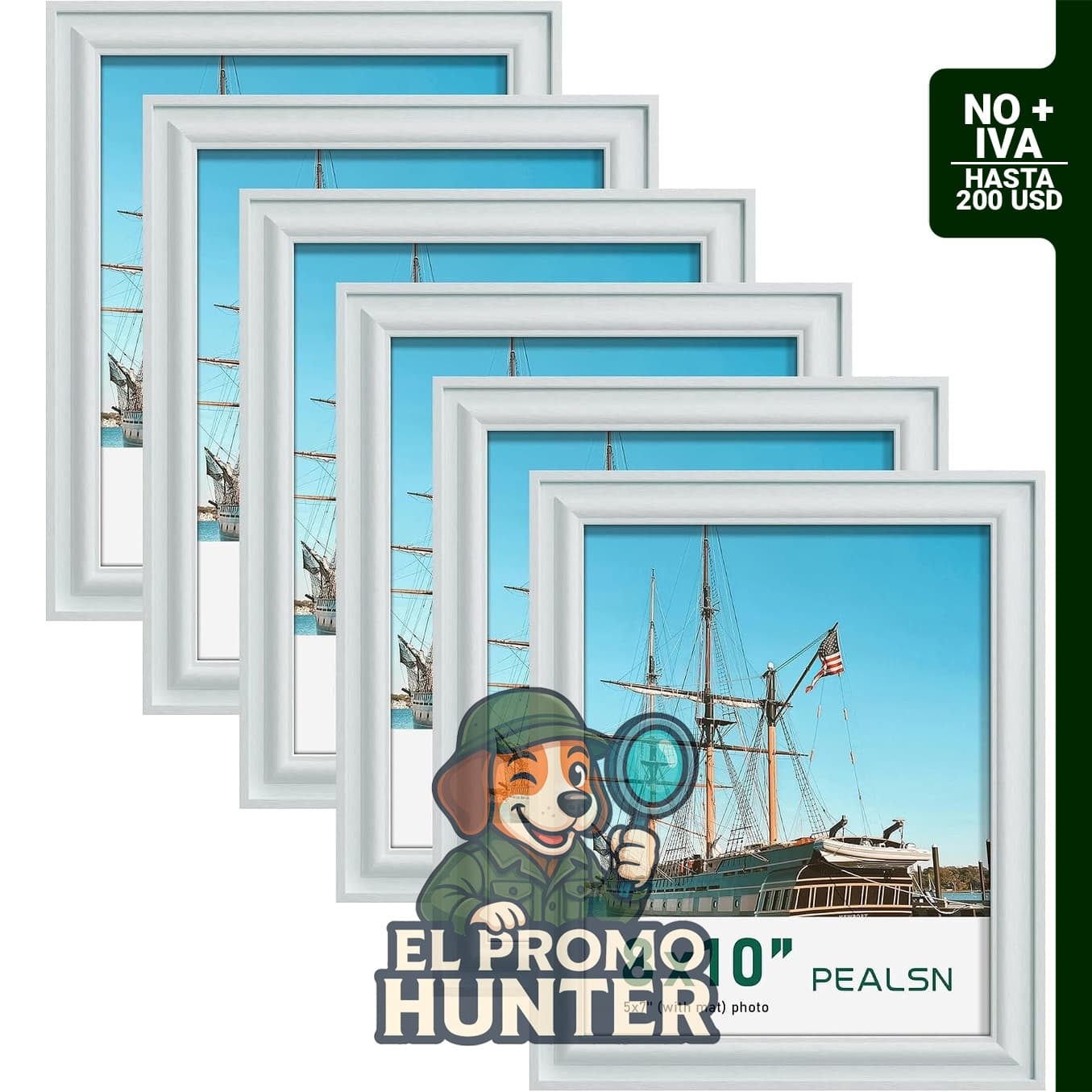 PEALSN Juego de 6 portarretratos de 20,3 x 25,4 cm para fotos de 5 x 7 pulgadas con paspartú o de 8 x 10 pulgadas sin paspartú.