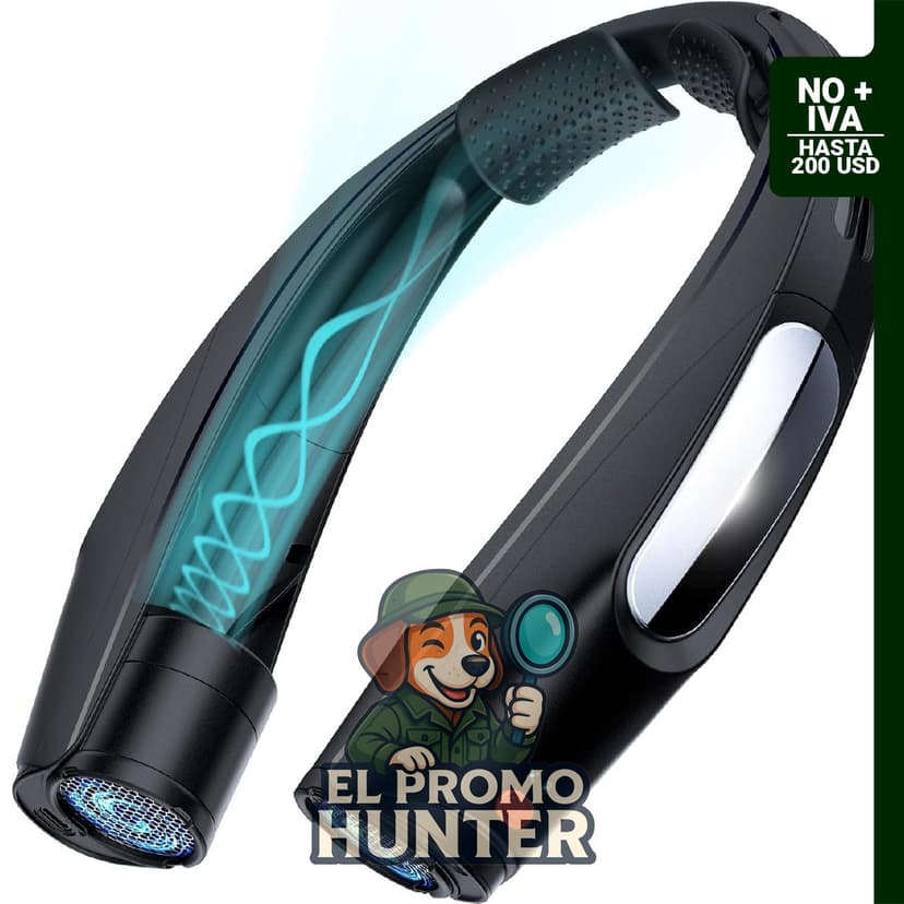 ZEEFO Ventilador de cuello portátil, recargable USB, batería de 6000 mAh, 6 velocidades ajustables.