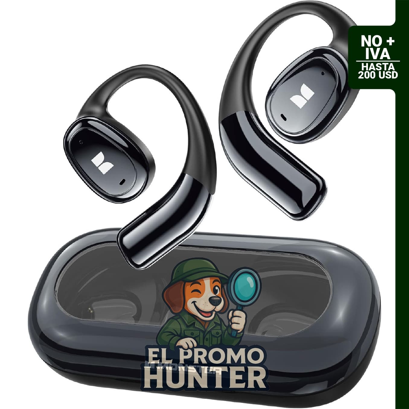 Monster Auriculares inalámbricos AC311 Open Ear, Bluetooth 5.4, sonido estéreo, control táctil, hasta 30 horas de reproducción.