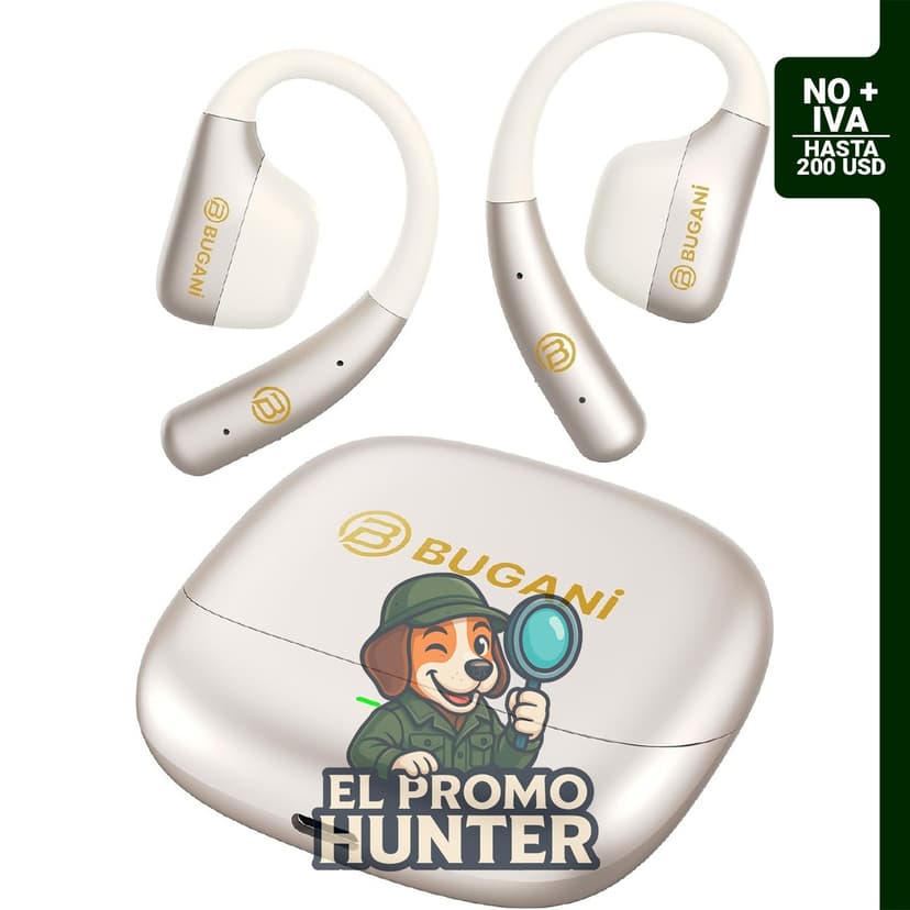 Audífonos BUGANI Open Ear, inalámbricos y diseñados para correr.