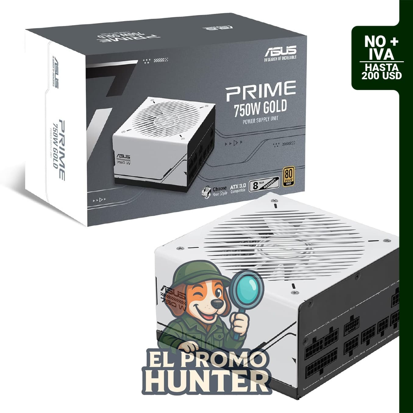 ASUS Prime 750W Gold, fuente de alimentación modular de 750 vatios, certificación 80+ Gold, compatible con ATX 3.0.