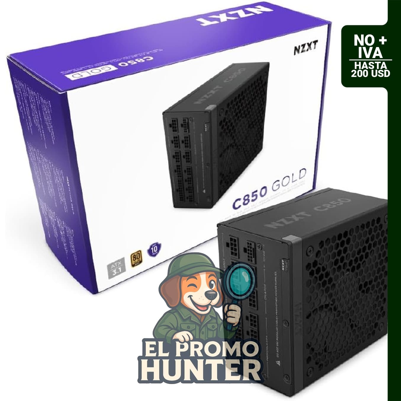 NZXT Fuente de alimentación modular C850 Gold ATX 3.1 de 850W