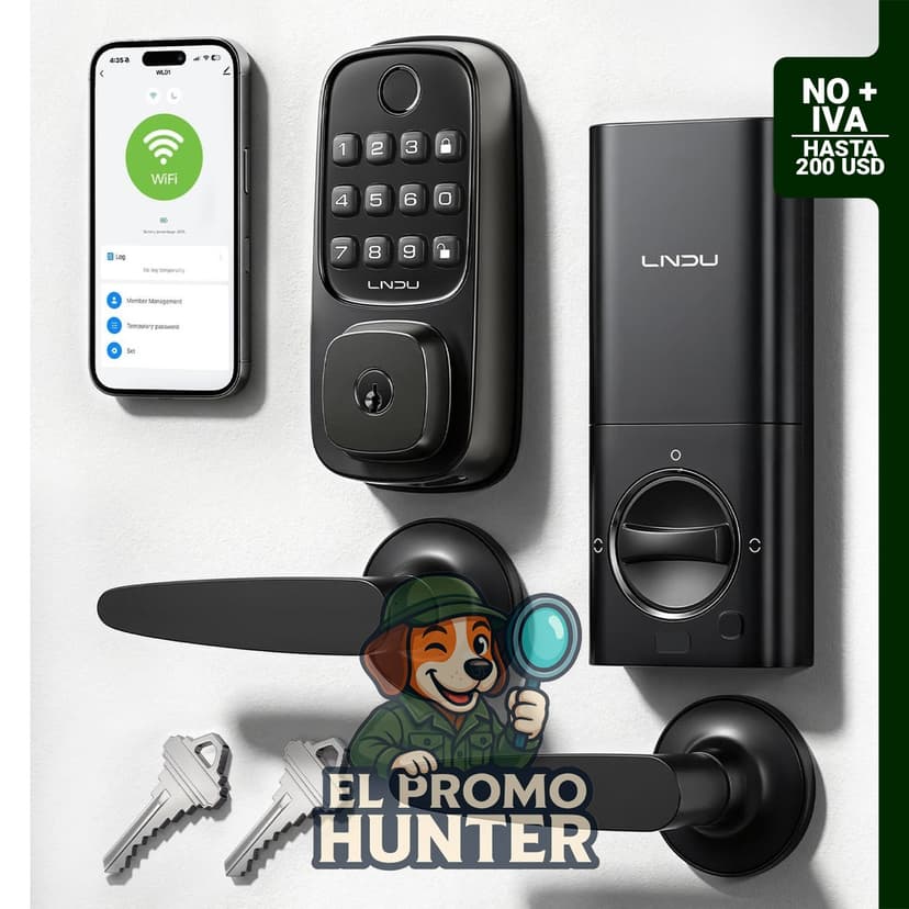 Cerradura inteligente WiFi para puerta delantera, controlada por aplicación, compatible con Alexa y Google Assistant.