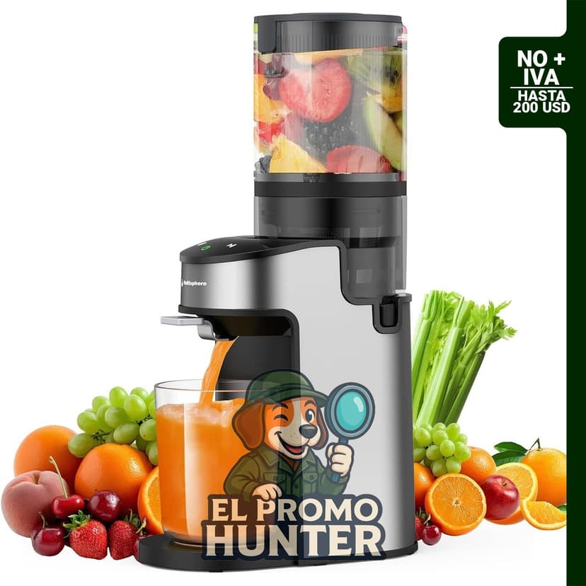 Exprimidor CFR637 de prensa en frío, 400 W, conducto de alimentación de 12.4 cm para frutas y verduras enteras.