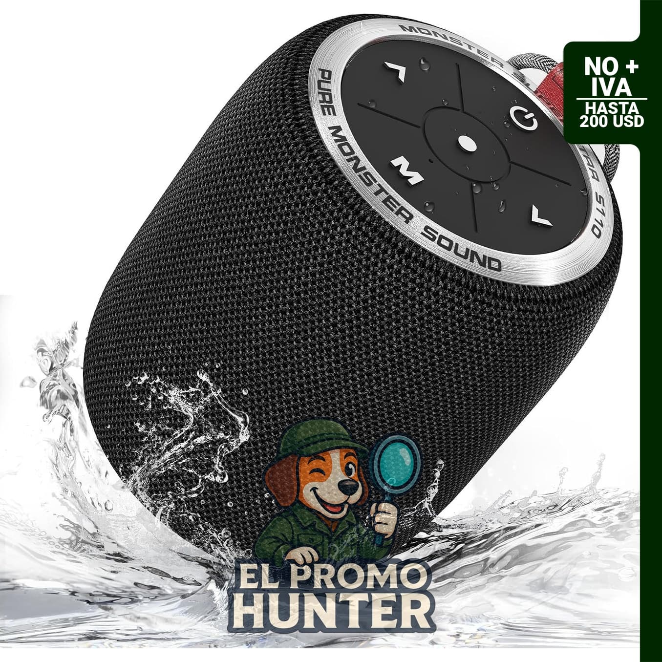 Monster Altavoz portátil Bluetooth S110, altavoz Bluetooth 5.3 con emparejamiento estéreo inalámbrico, micrófono integrado.