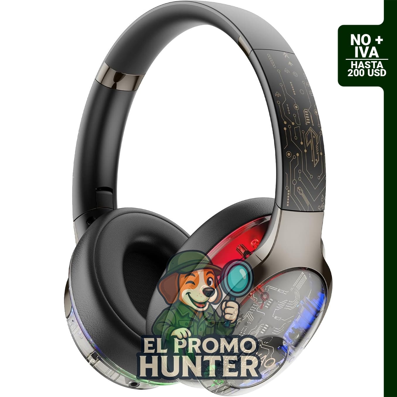 Audífonos Bluetooth BUGANI Over Ear con luz RGB