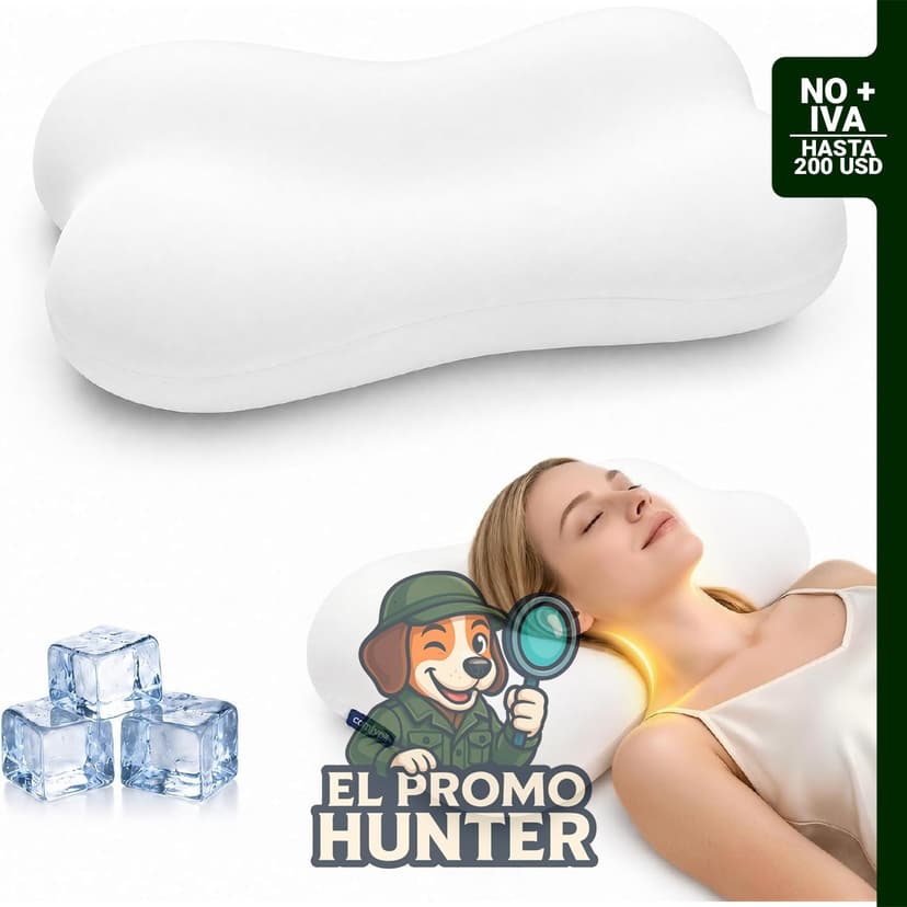Almohada cervical ergonómica de espuma viscoelástica para dormir de lado y espalda.