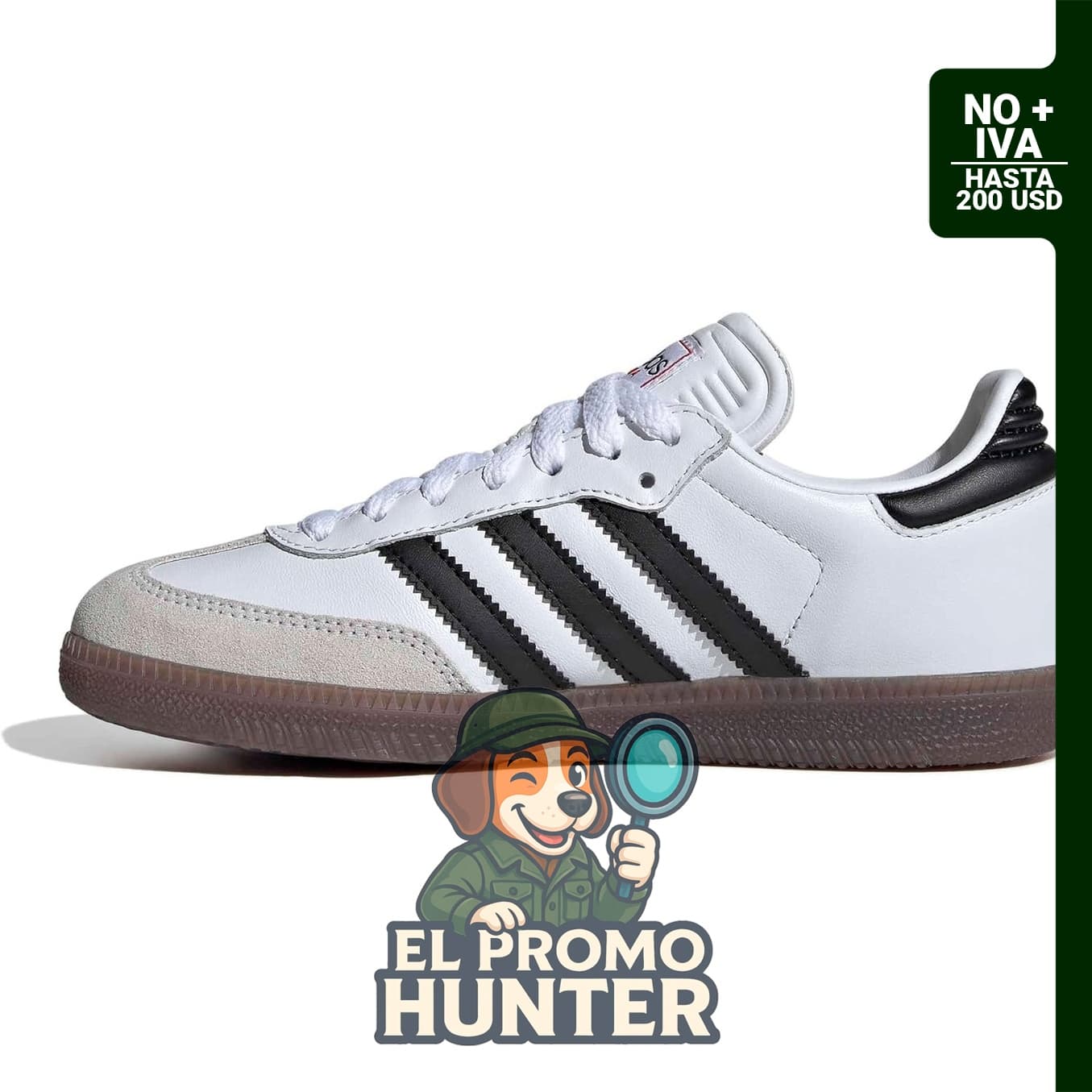 Zapatillas deportivas adidas Samba para niños, color blanco.