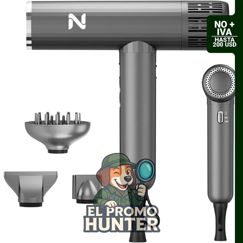 Natrial Ionic Secador de pelo profesional 1600 W con difusor, 110,000 RPM, bajo ruido y ligero.