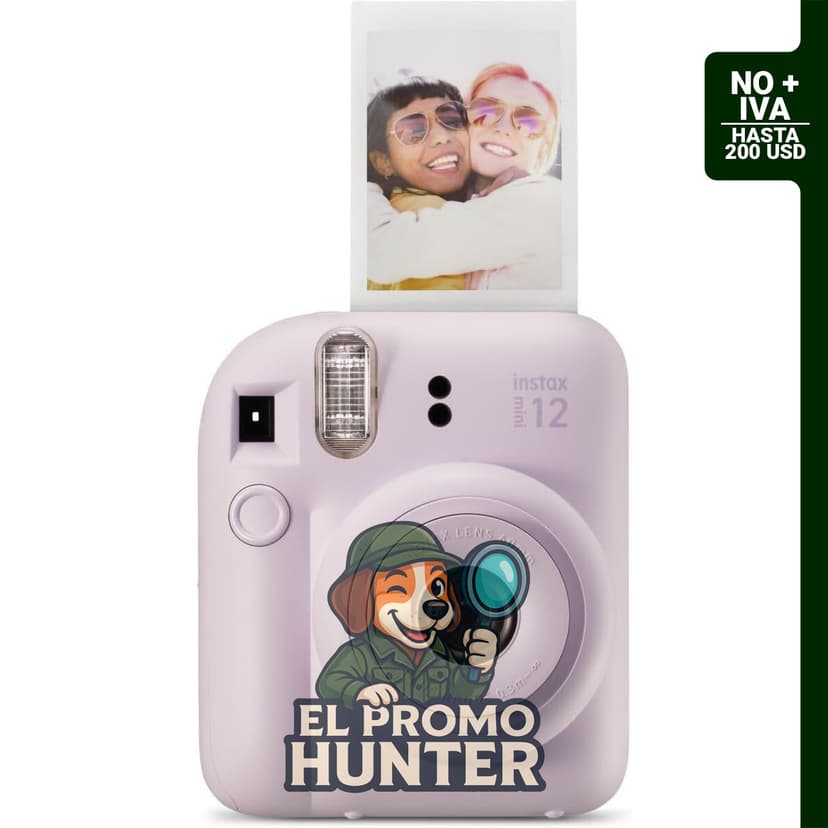 Cámara instantánea Fujifilm Instax Mini 12, color lila morado.