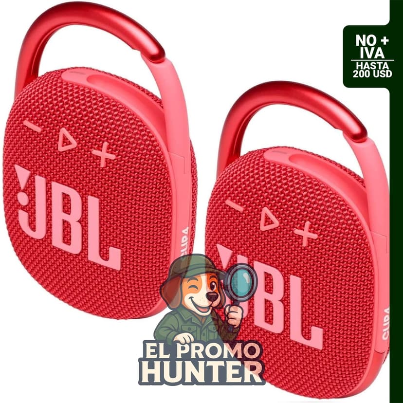 Paquete de 2 altavoces Bluetooth JBL impermeables con clip 4 (rojo)
