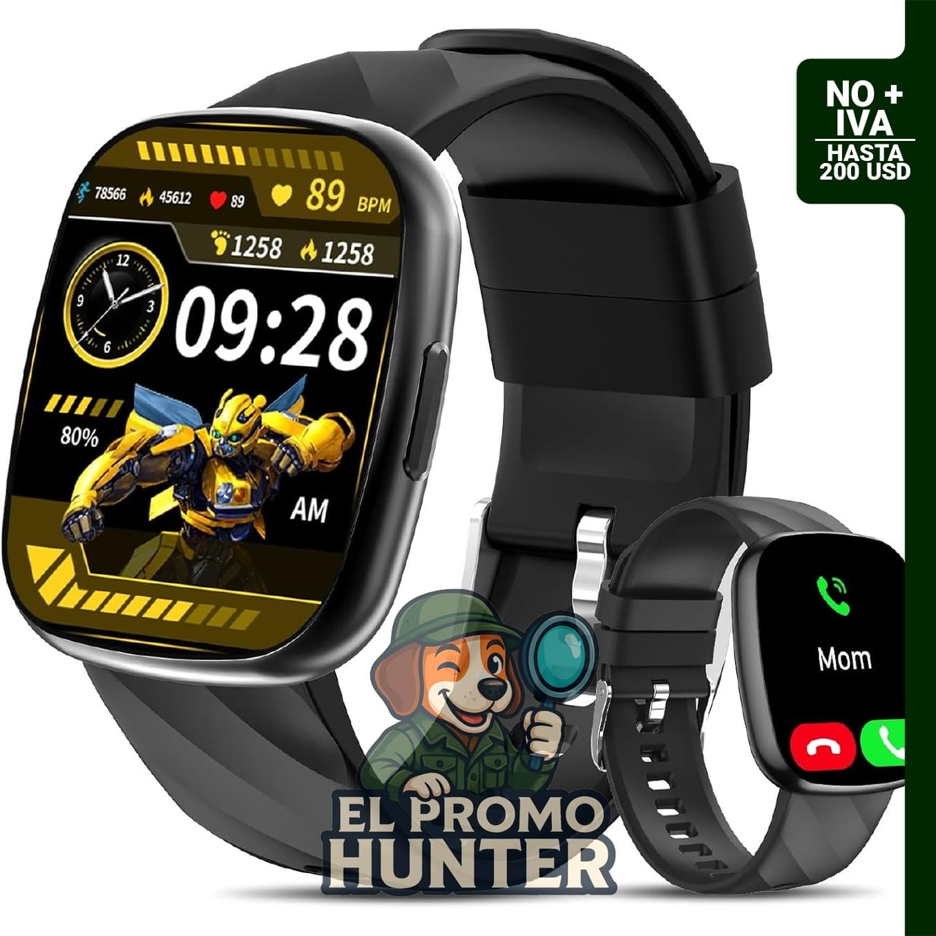 Transformers Reloj inteligente para niños y niñas, pantalla táctil HD de 1.78 pulgadas, monitor de ritmo cardíaco y sueño, IP68, podómetro.