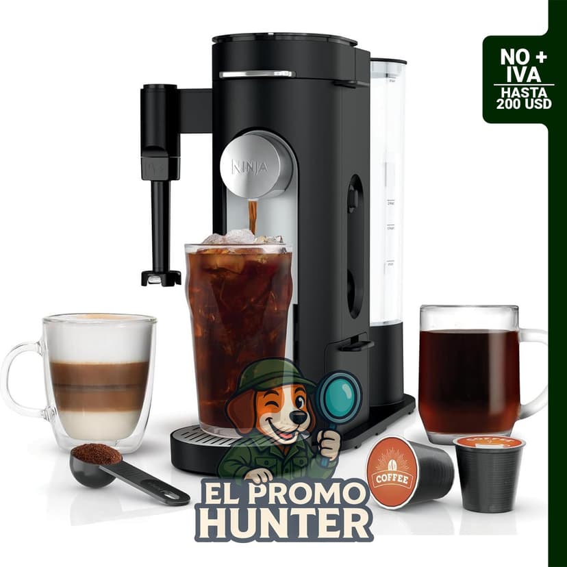 Cafetera Ninja para una sola porción, compatible con cápsulas K-Cup y molidos, con depósito extraíble.