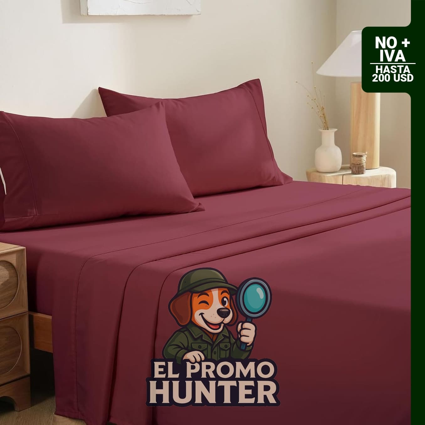 MCO Juego de sábanas para cama Queen, 4 piezas, con bolsillo de 16" (40.6 cm) de profundidad, color burdeos.