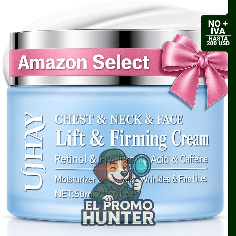UJhay Crema de Cuello con Retinol, 50 ml. Crema reafirmante con ácido hialurónico y cafeína.