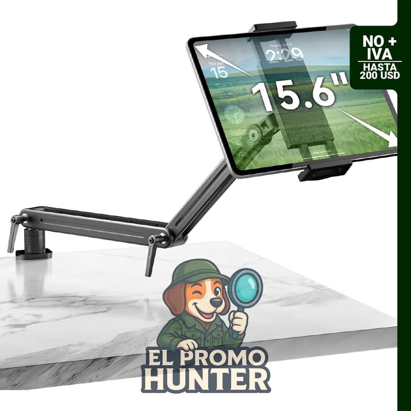 Soporte de montaje para tablet/monitor portátil/lector electrónico con capacidad de carga de más de 2.5 kg y base giratoria de 360°.