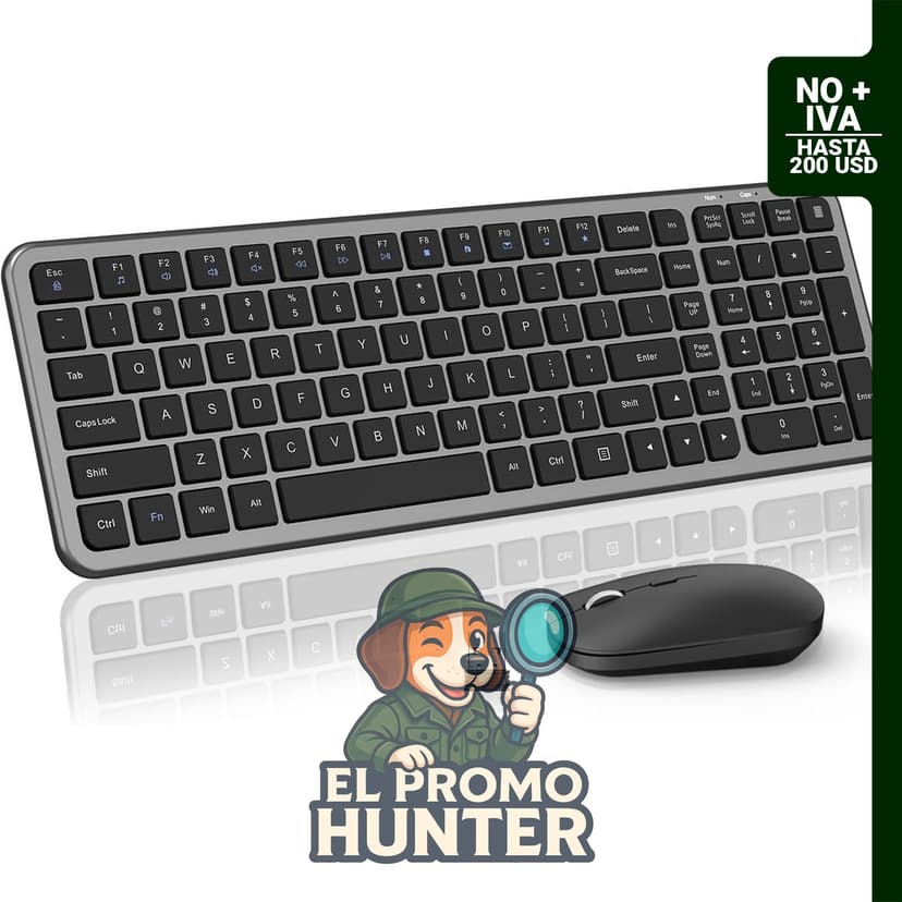 Combo de teclado y mouse inalámbricos, teclado plano delgado y compacto de tamaño completo con botón de calculadora, mouse silencioso.