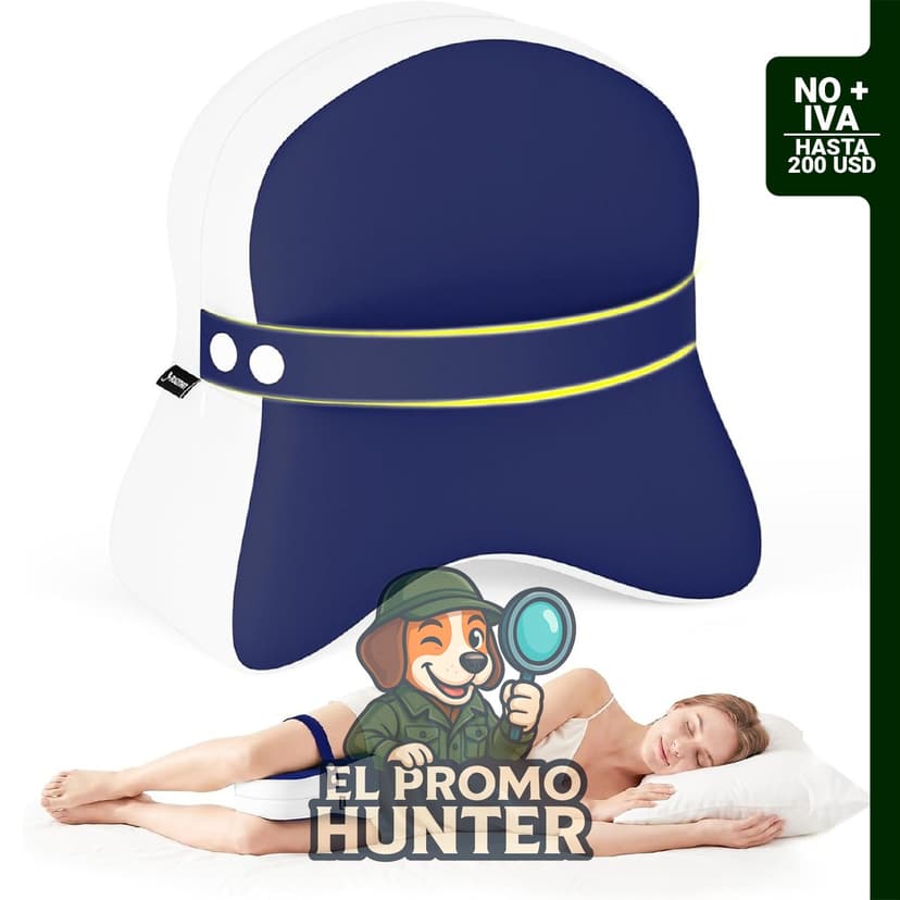 Almohada de rodilla con correa ajustable y funda de enfriamiento de espuma viscoelástica.
