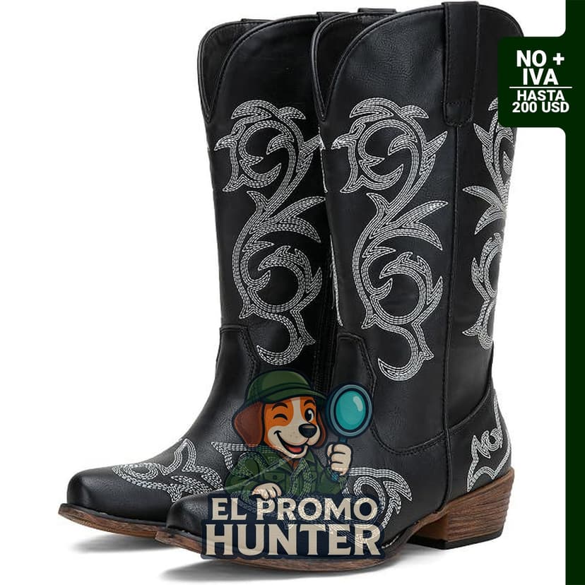 Botas vaqueras Jeossy para mujer, con pantorrilla ancha y cremallera lateral.