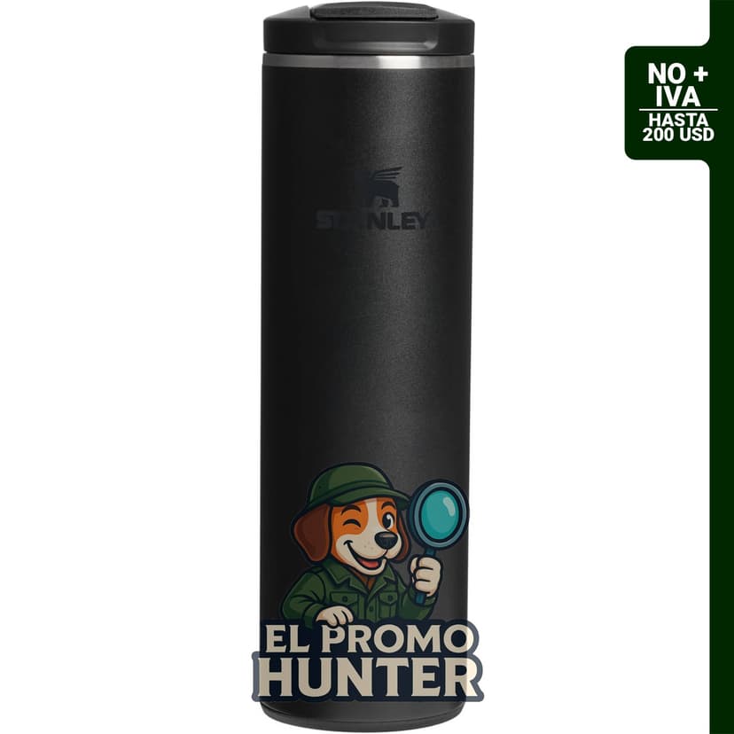 STANLEY Transit FlipTop - Taza de viaje de acero inoxidable aislado al vacío, 16 oz (473 ml), color negro.