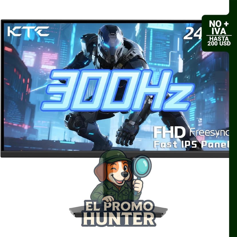 KTC Monitor para juegos de 24.5" (63.5 cm) FHD 1080P, 300 Hz, IPS, 1 ms, con sincronización adaptativa y HDR.