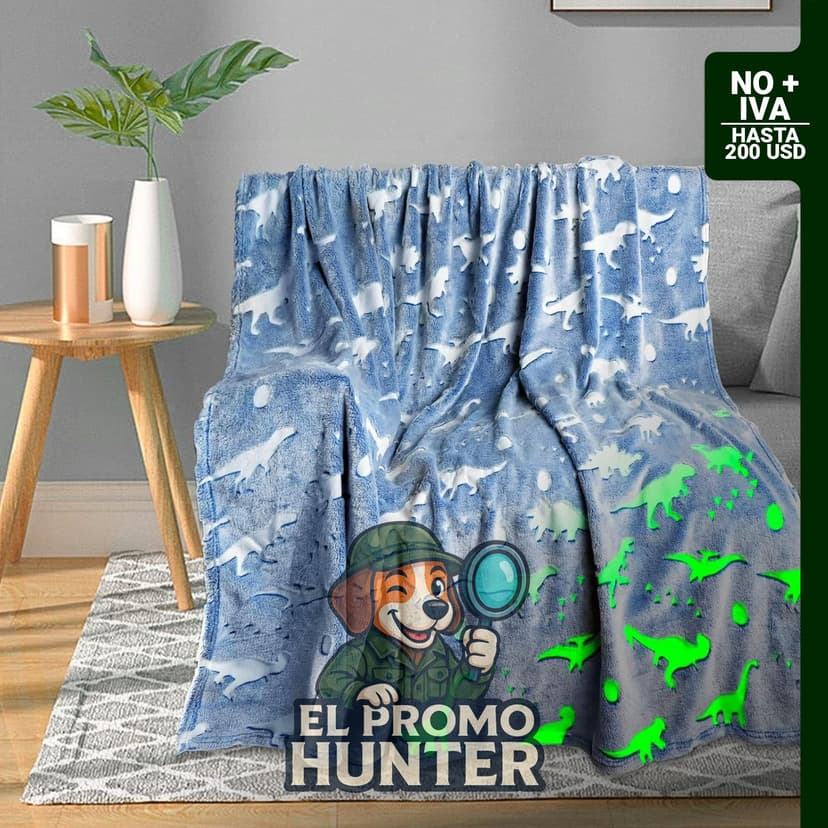 Manta de dinosaurio TEHALK de forro polar suave, 40 x 60 pulgadas, brilla en la oscuridad.