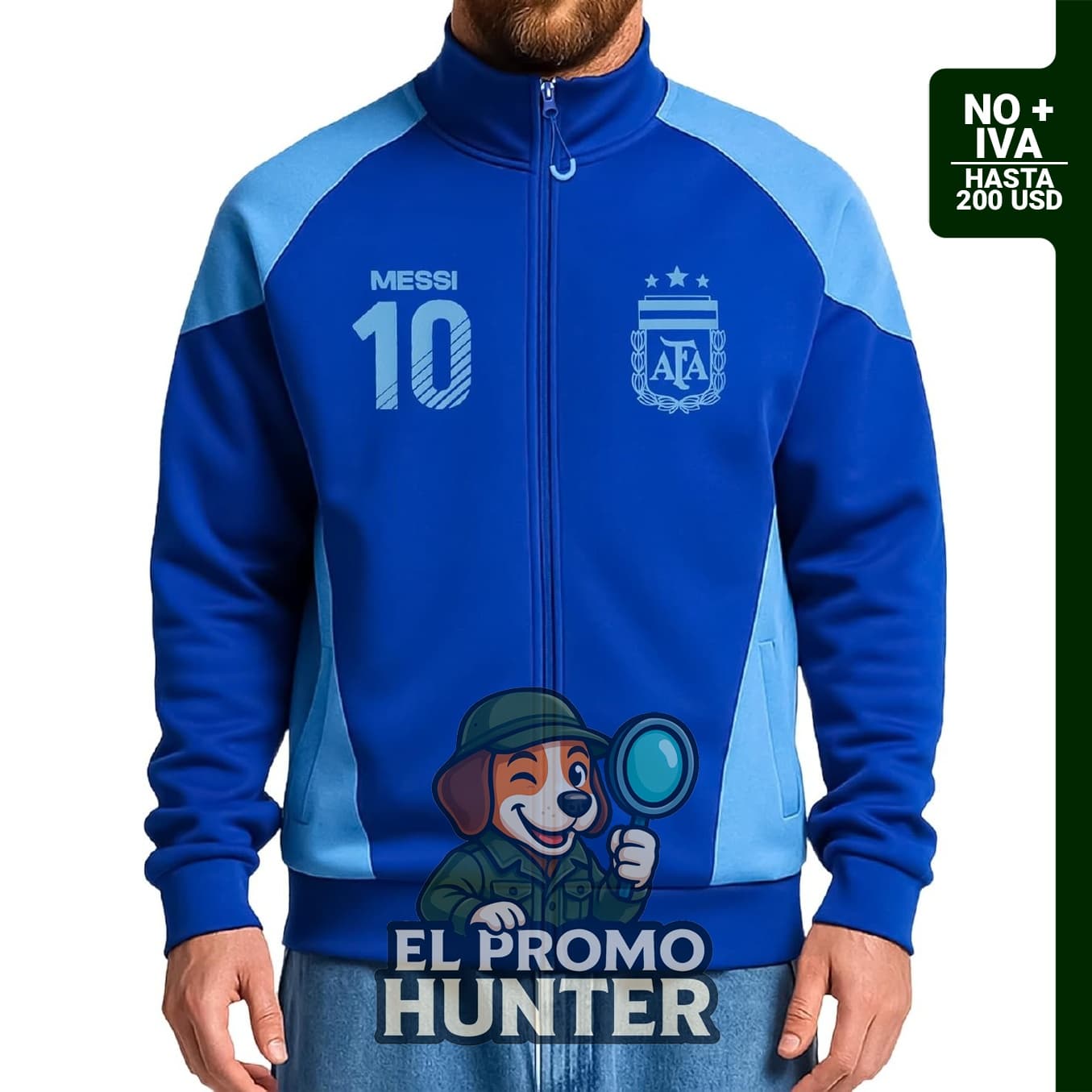 Chaqueta deportiva Lionel Messi, licencia oficial de la Asociación Argentina de Fútbol, unisex adulto.
