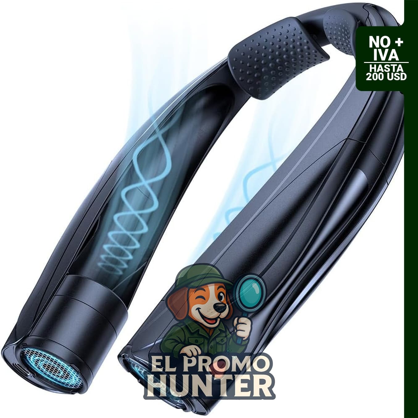 Ventilador de cuello portátil ZDZM3EYK, recargable de 6000 mAh, 360° de enfriamiento, 6 velocidades.