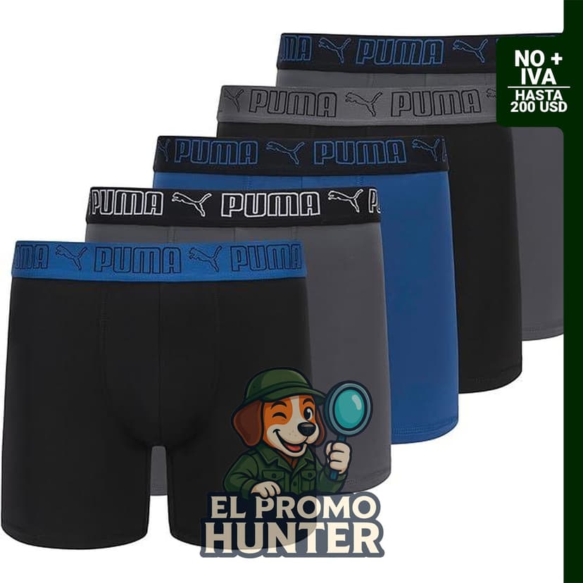 PUMA Paquete de 5 calzoncillos tipo bóxer Performance para hombre