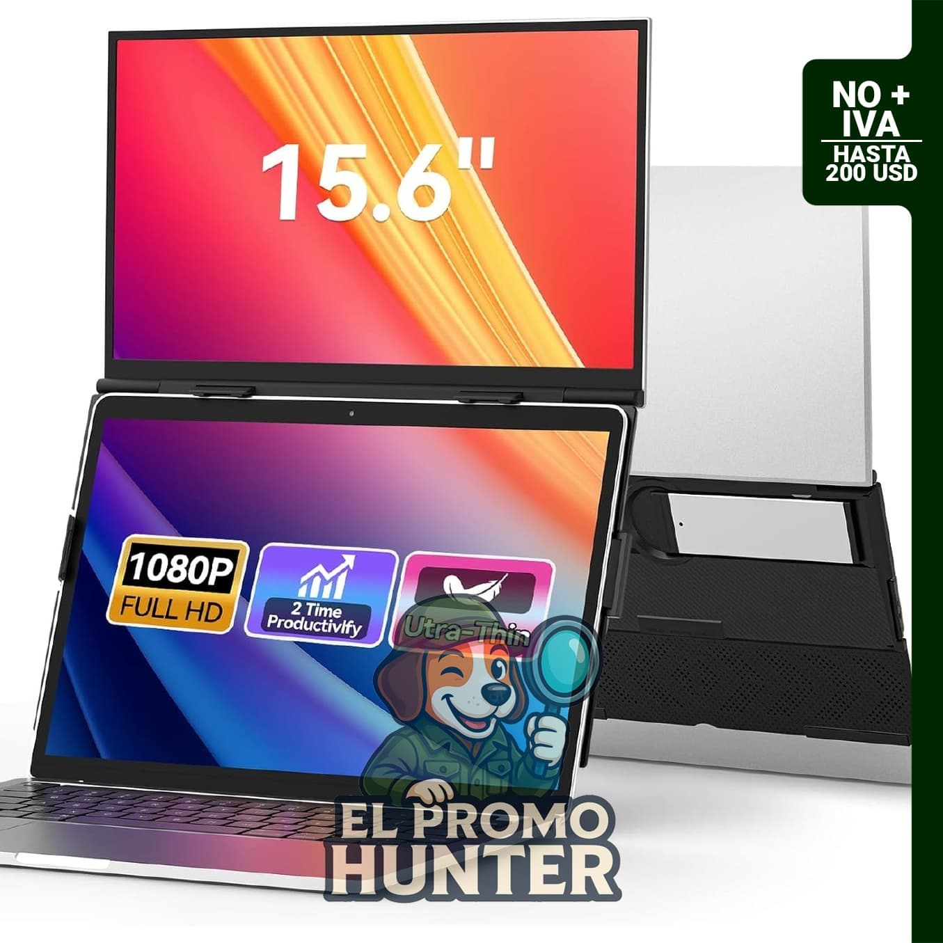 Utndrg Extensor de pantalla portátil FHD IPS de 15.6" (39.6 cm) para laptops de 13 a 17 pulgadas.