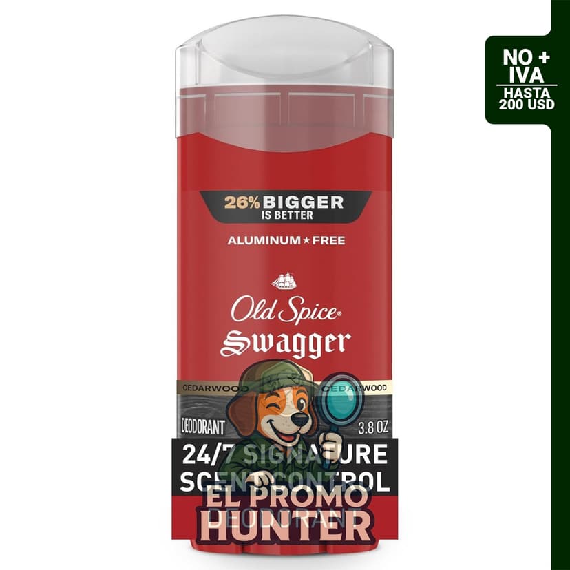 Old Spice Desodorante sin aluminio para hombres, colección Red Zone, Swagger Invisible Solid, 107 g
