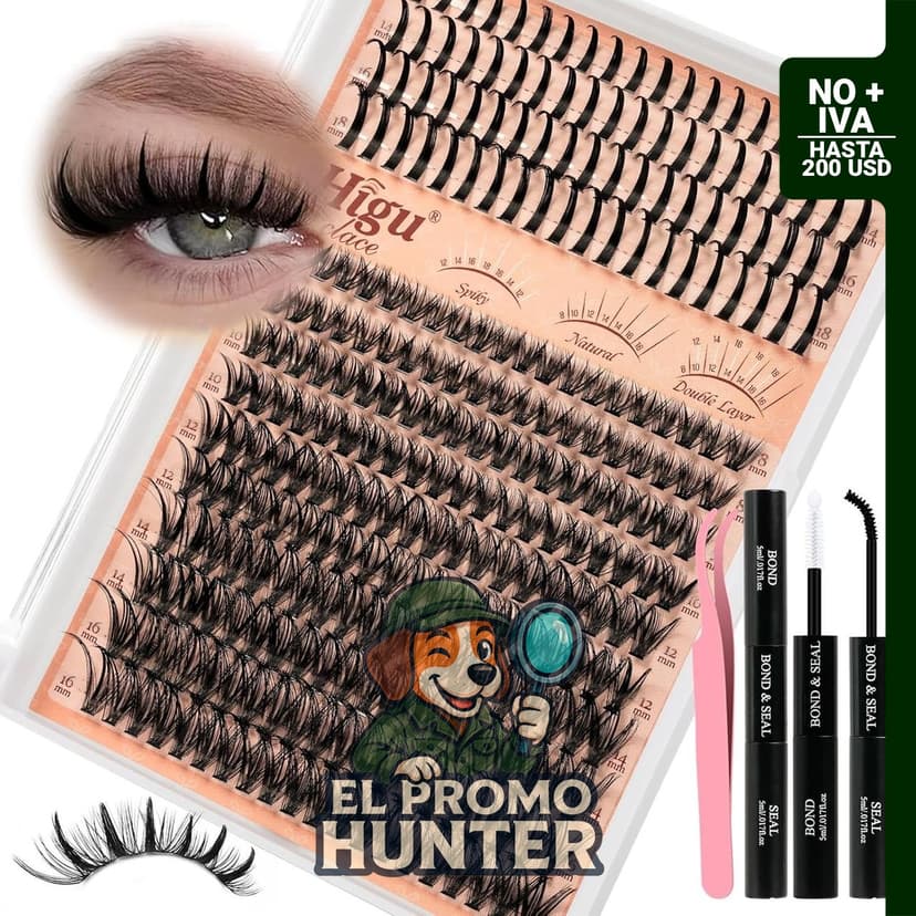 Higu clace Spiky - Juego de 280 racimos de pestañas de 0.8 a 1.8 cm, con pinzas de unión y sellado, racimo de pestañas rizadas en D con puntas onduladas (40D)