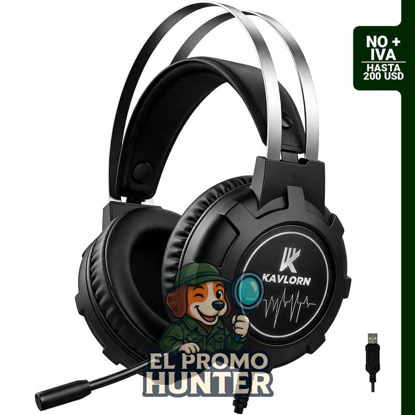 K KAVLORN Gaming Headset con micrófono, auriculares con sonido envolvente 7.1 y retroiluminación RGB.