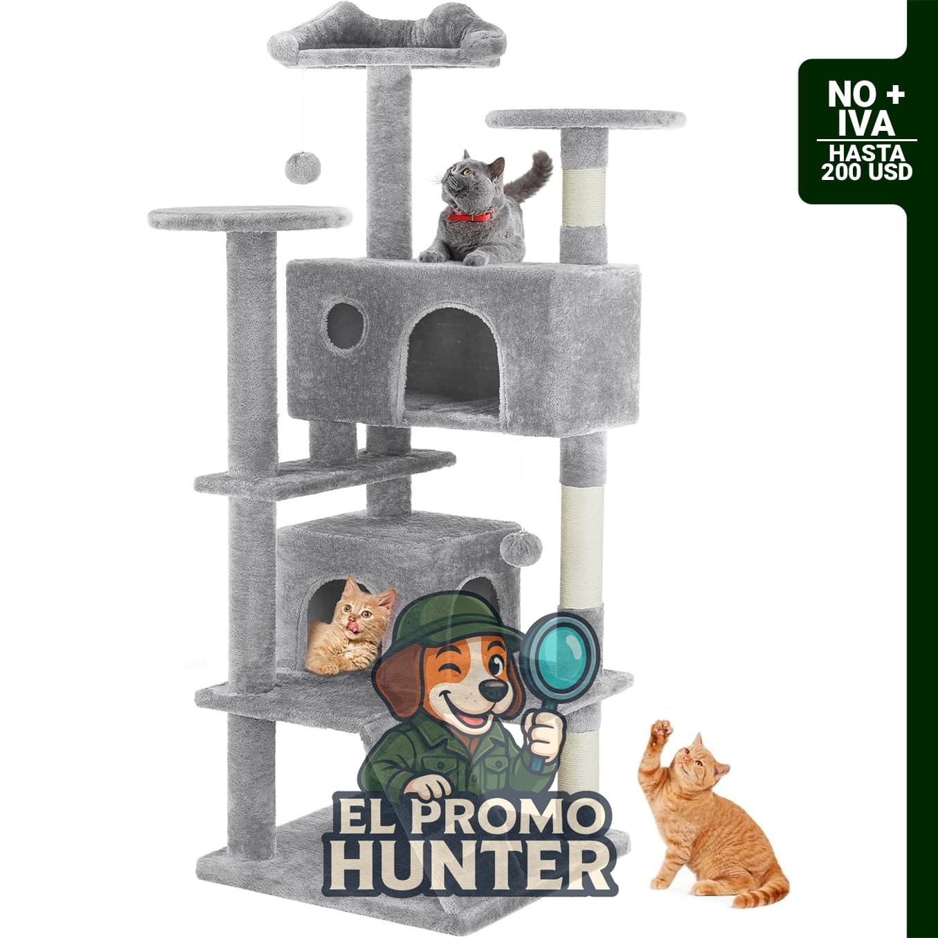 Torre de árbol para gatos Sweetcrispy de 137 cm con postes rascadores para uso en interiores.