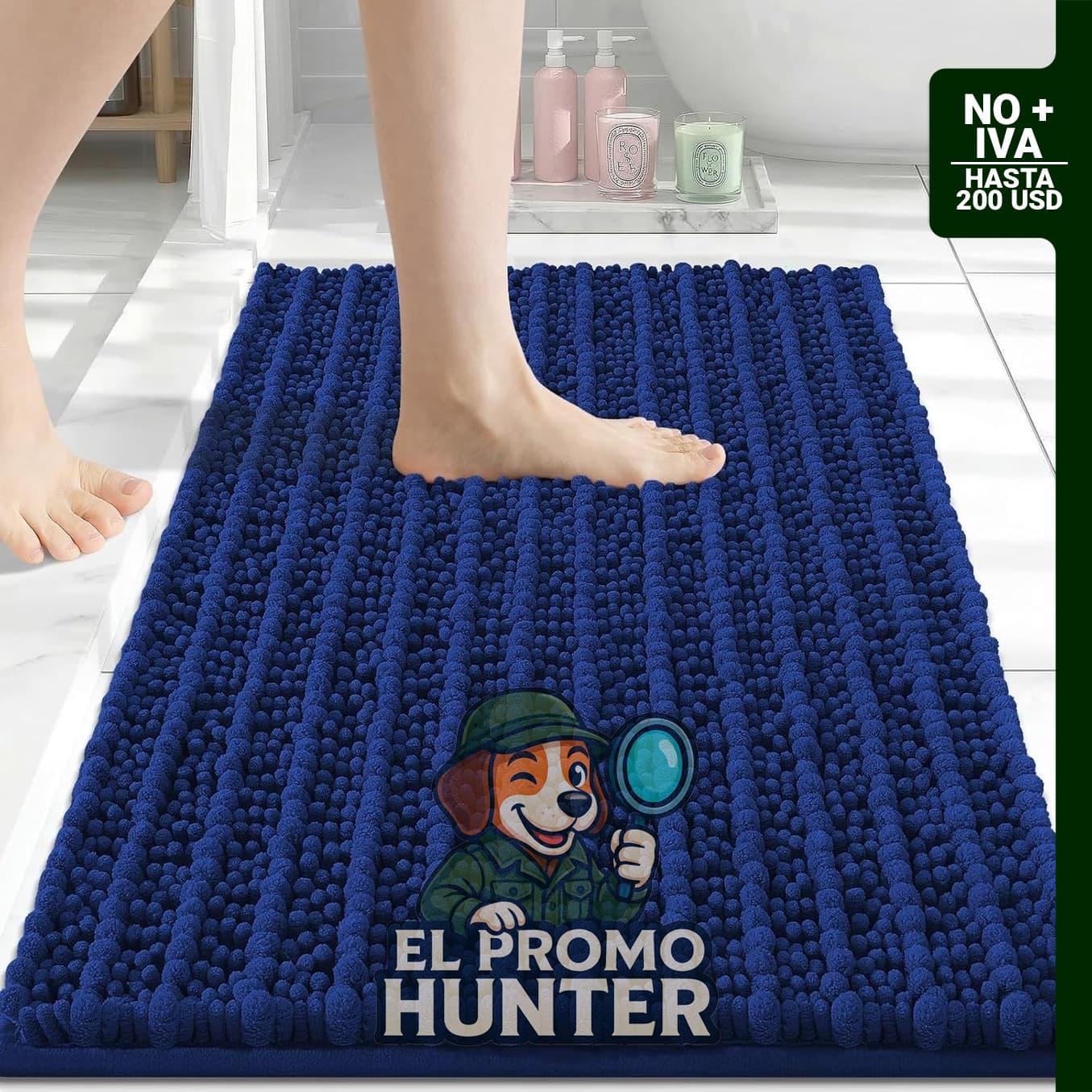 Arotive Alfombra para baño de felpilla, antideslizante, lavable en lavadora, 61 x 40,6 cm, azul rey.