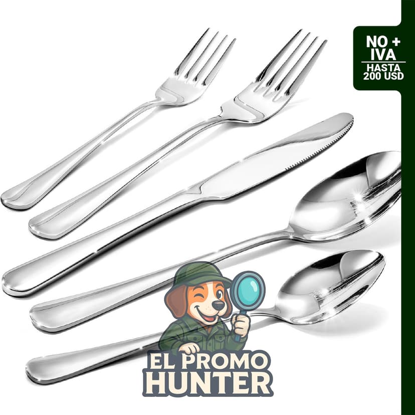 Juego de cubiertos HIKAA para 8 personas, 40 piezas de acero inoxidable 18/10 con pulido de espejo, aptos para lavavajillas.