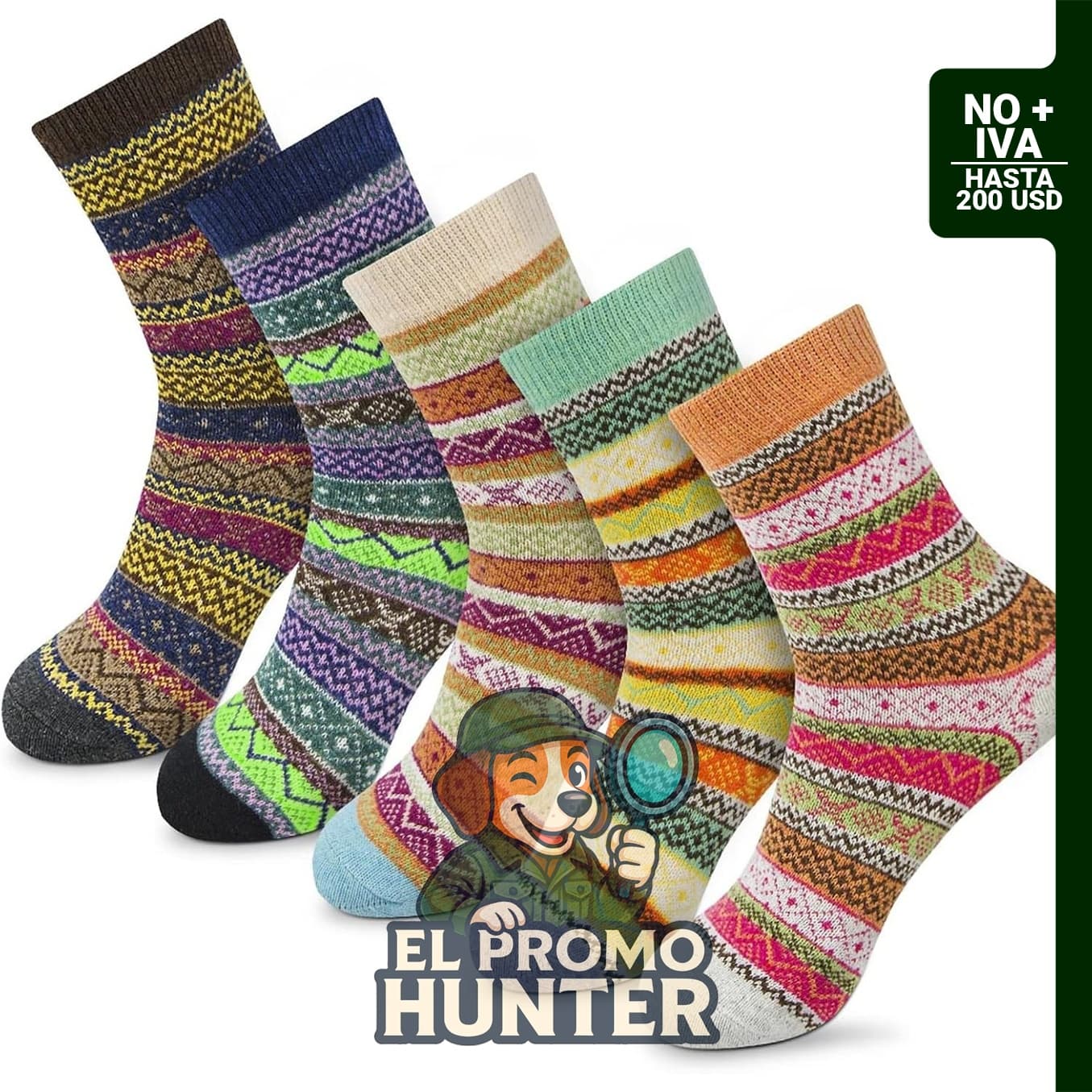 Pack de 5 pares de calcetines para mujer, fabricados en lana suave y térmica.