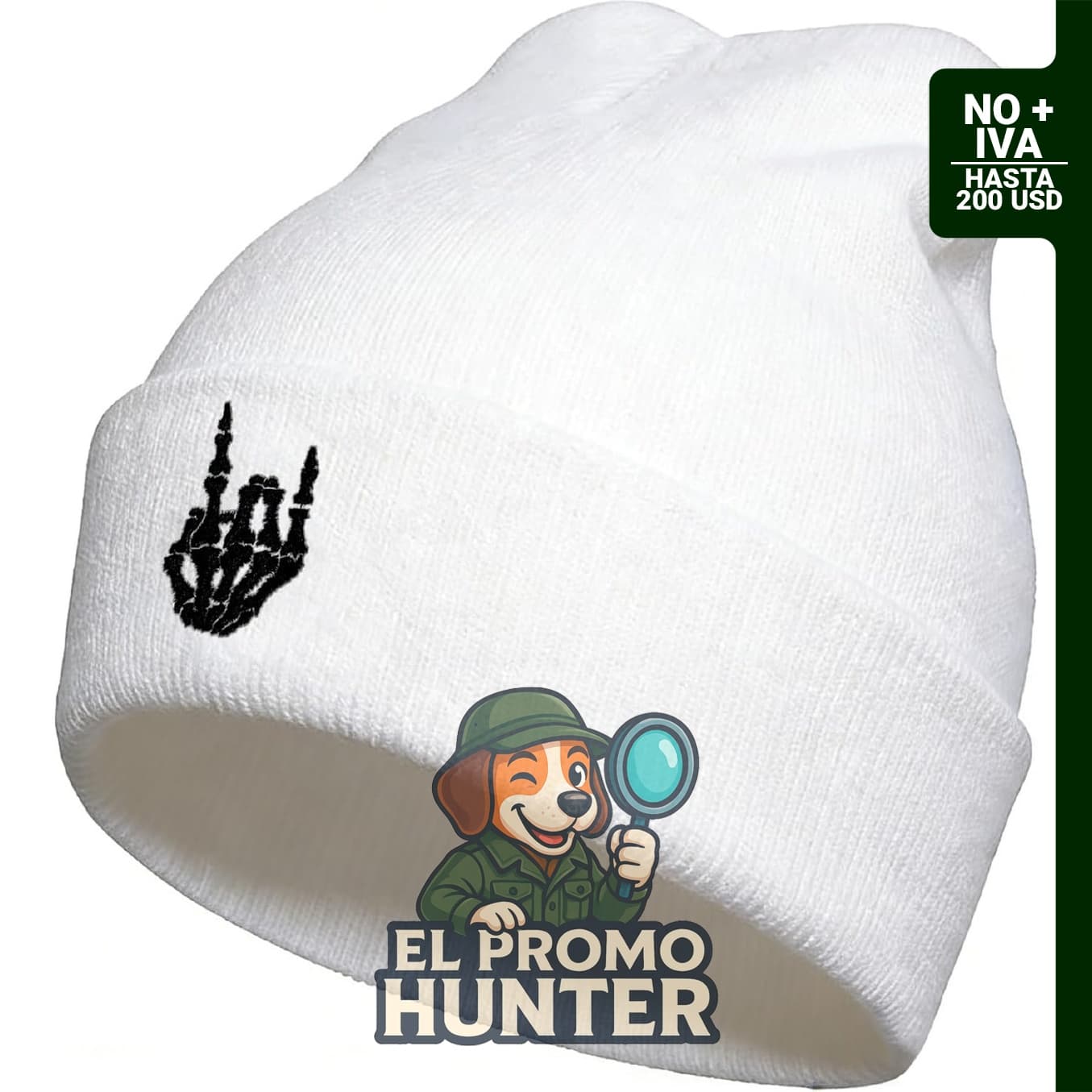Gorro Gracioso de Punto, Gorro de Invierno Negro Unisex 100% Acrílico con Bordado.