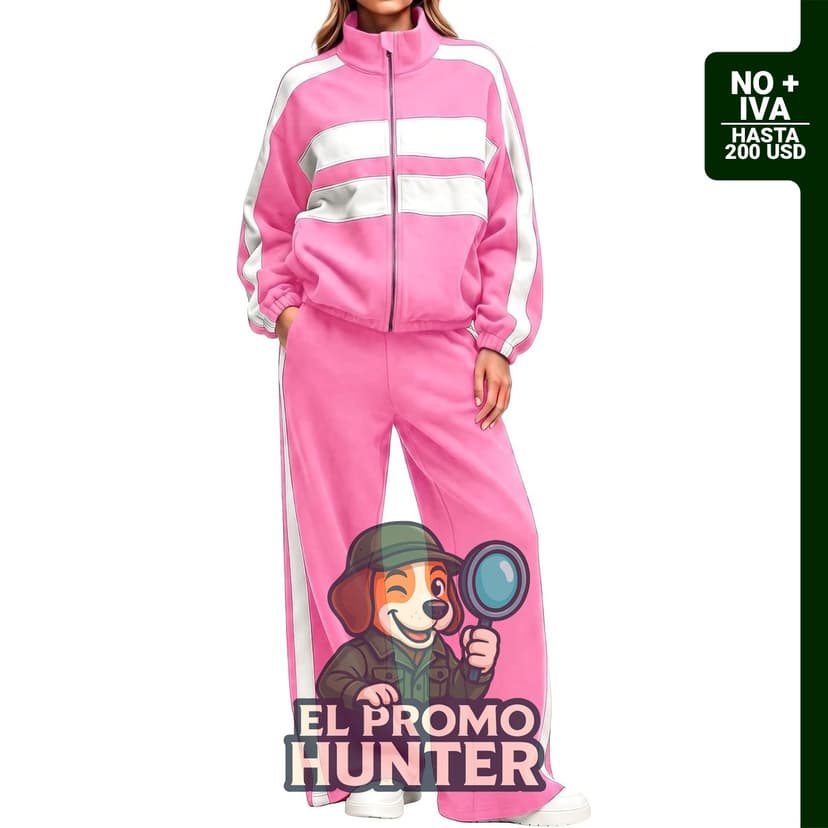 Conjunto deportivo de 2 piezas de algodón para mujer, incluye parte superior y pantalones de pierna ancha.