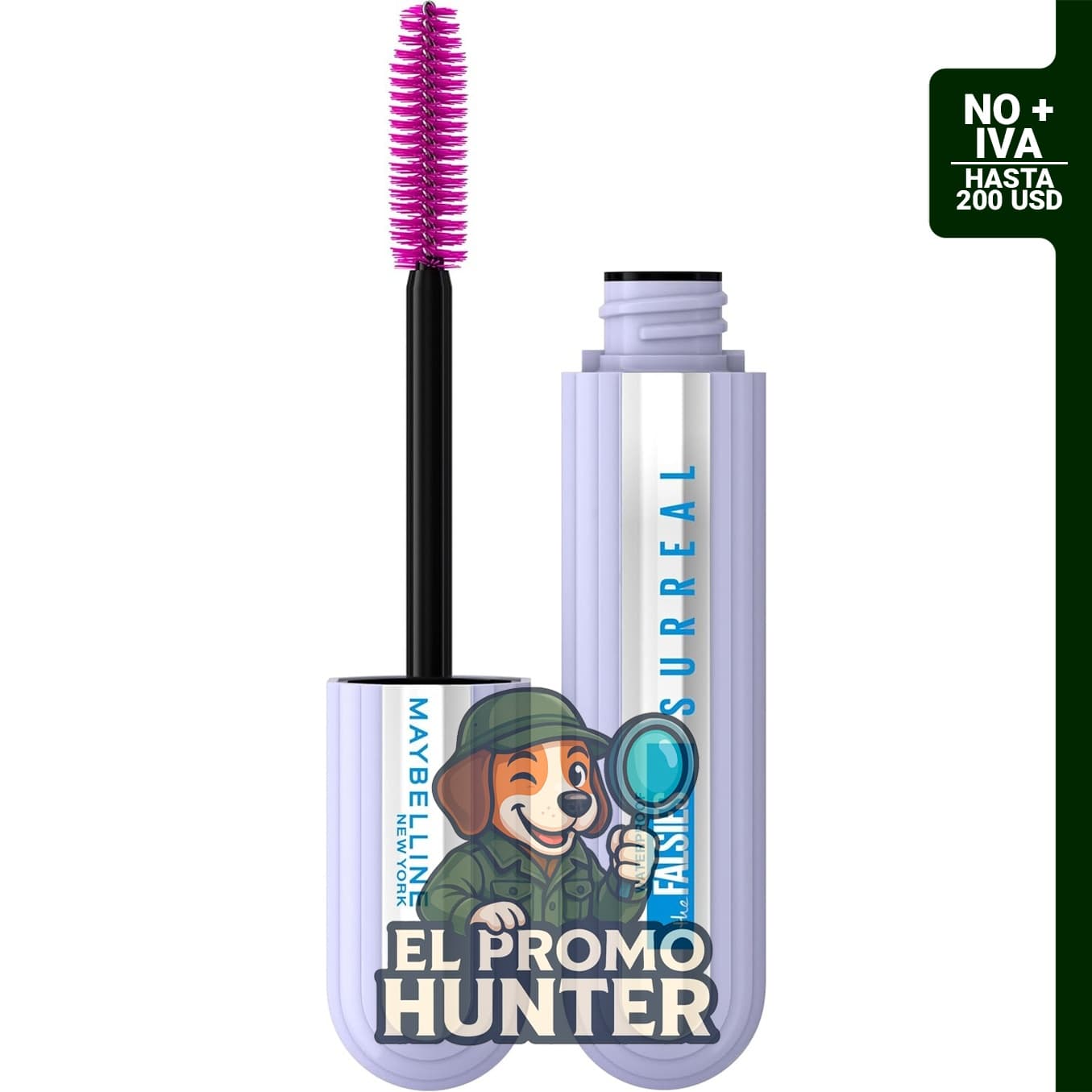 Maybelline The Falsies Surreal Extensions, máscara de pestañas impermeable, voluminizadora y alargadora.