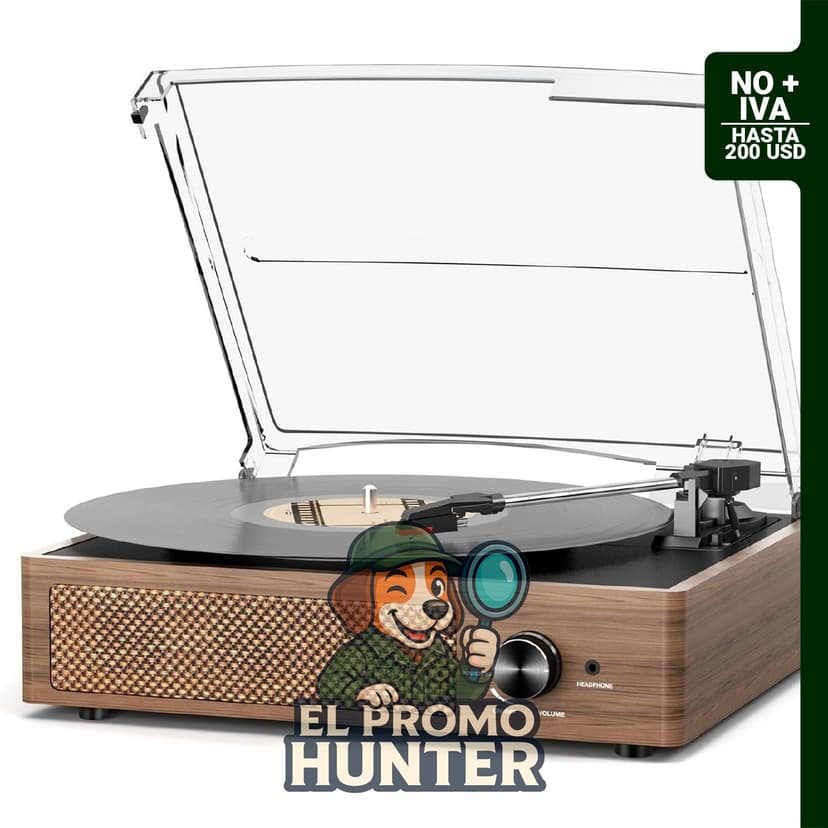 Tocadiscos para vinilo con 2 altavoces integrados, 3 velocidades y reproducción inalámbrica Bluetooth.