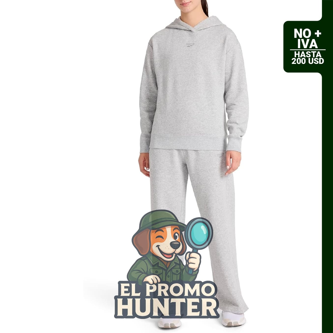 Conjunto de sudadera Reebok con capucha para mujer, tela de algodón y poliéster de peso medio.