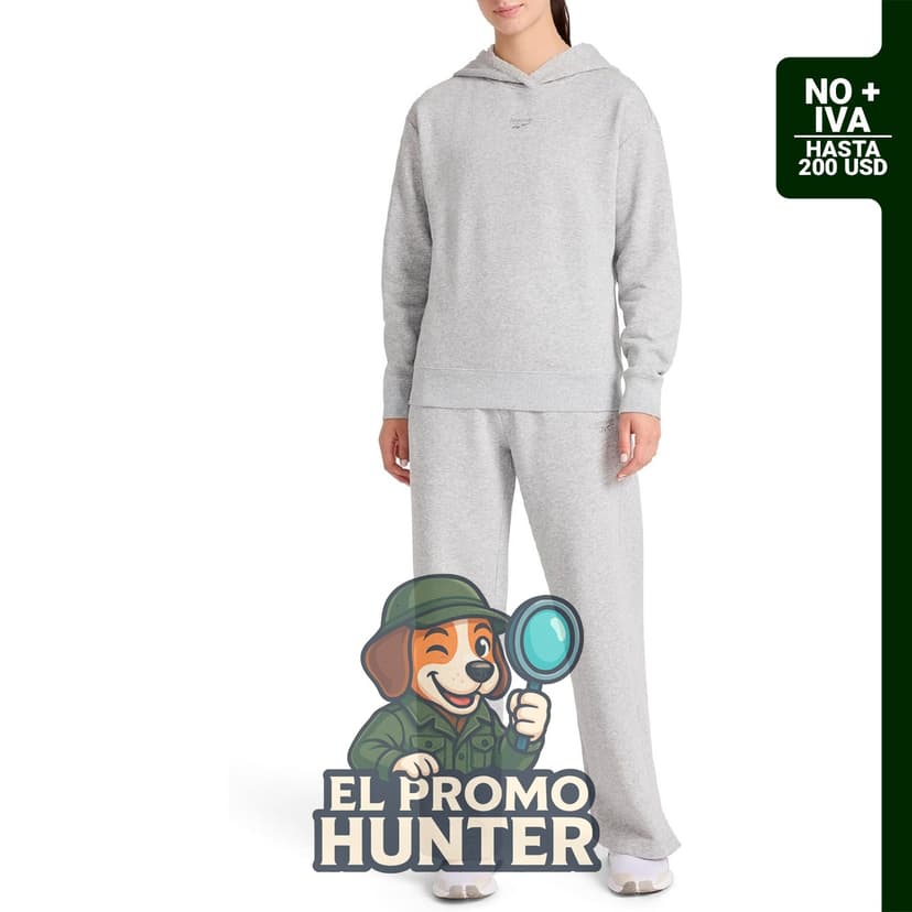 Conjunto de sudadera Reebok con capucha para mujer, tela de algodón y poliéster de peso medio.