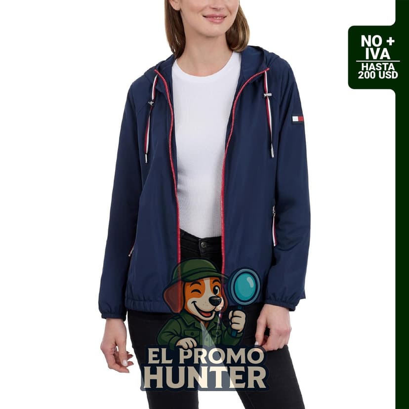 Chaqueta cortavientos con capucha Tommy Hilfiger para mujer.