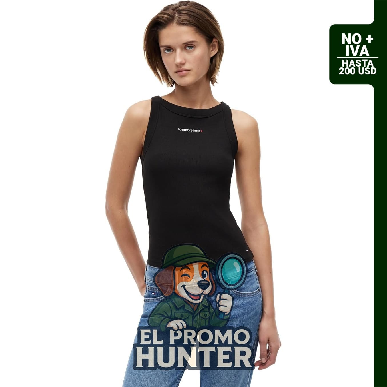 Camiseta sin mangas de algodón Tommy Jeans para mujer