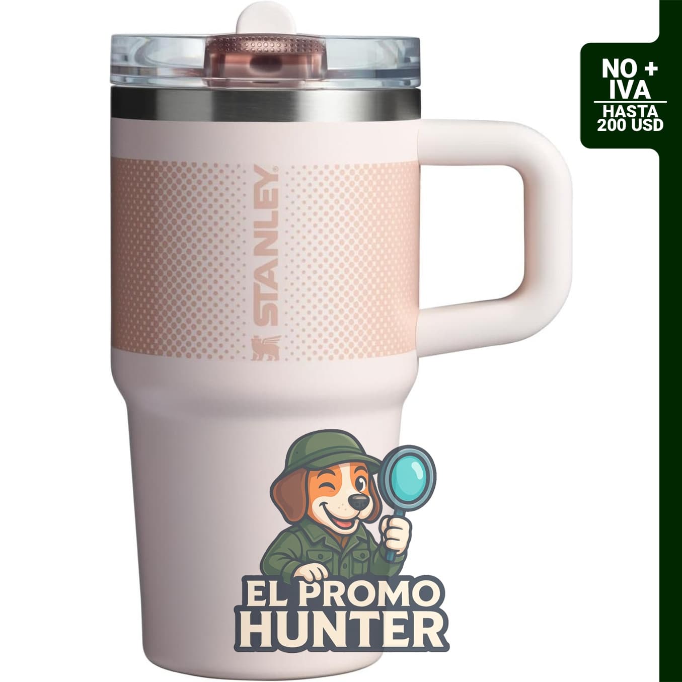 STANLEY Quencher ProTour - Vaso de acero inoxidable de 20 oz (591 ml) en color cuarzo rosa, con pajilla y mango integrados.