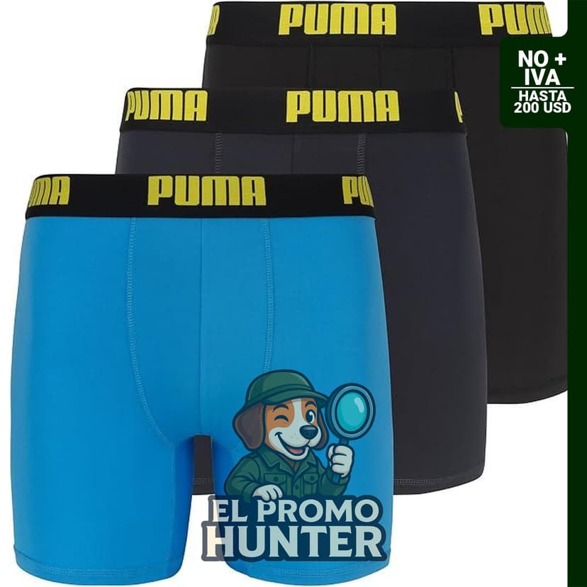 PUMA Paquete de 3 calzoncillos tipo bóxer Performance para hombre