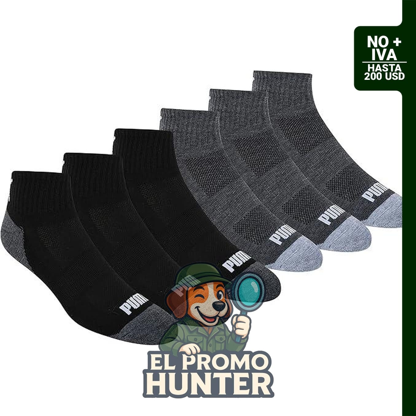 PUMA Calcetines Quarter Crew para hombre, paquete de 6 unidades.
